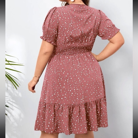 Boho polka dots puff sleeve A line dress - Picture 3 of 6
